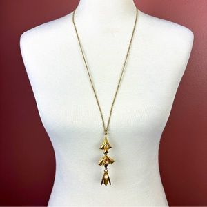 J. Crew long necklace with gold tone hardware pink rhinestone